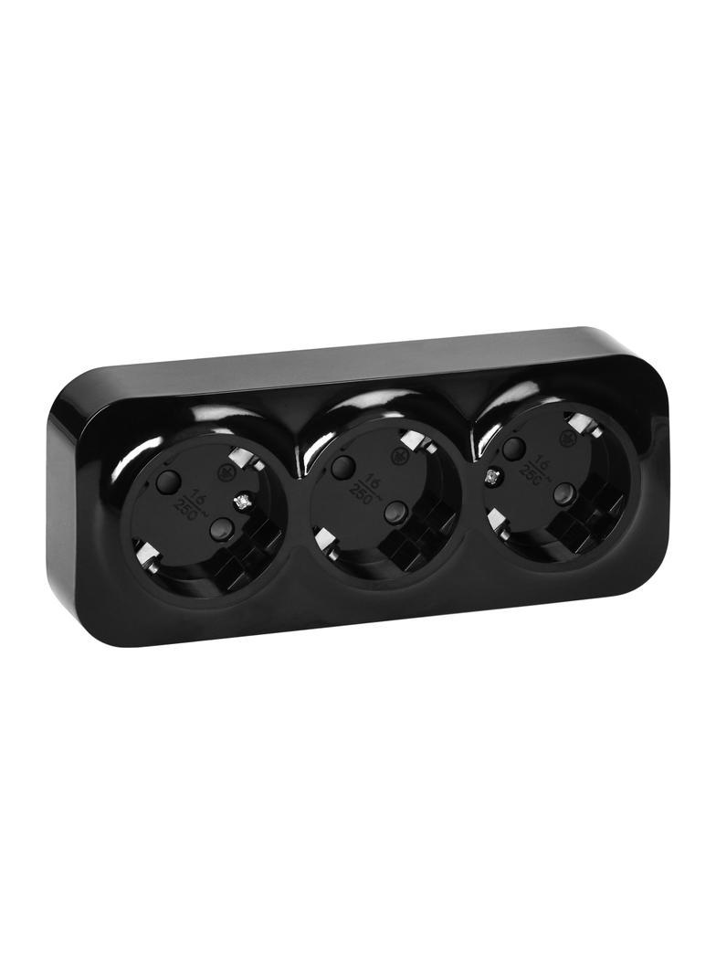 Gniazdo potrójne natynkowe ToDo 2P+Z Schuko IP20, 16A, 230V AC, 16A, 230V AC, czarny, 10 sztuk