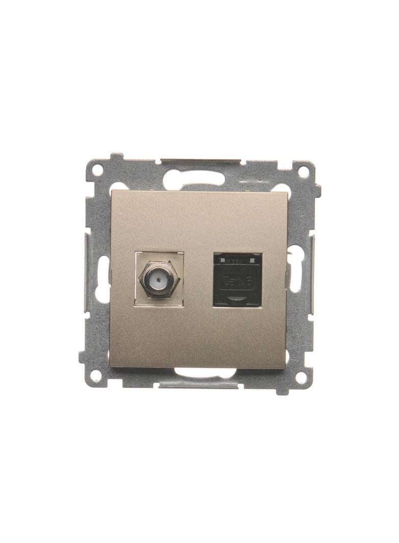 Simon 54 Gniazdo antenowe typu +RJ45 kat.6 złoty mat