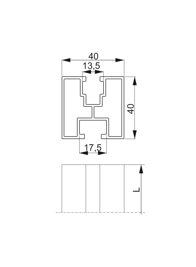Profil aluminiowy PAL40H40/6,3