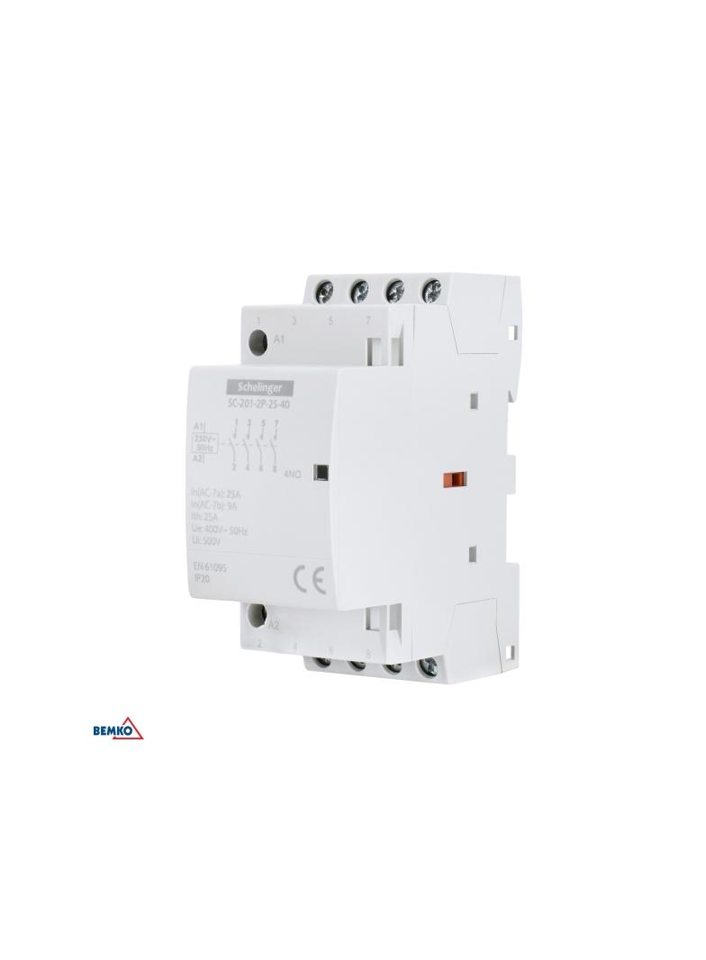 STYCZNIK MODUŁOWY SC201 2P 25A TYP 40 (4NO+0NC) SCHELINGER