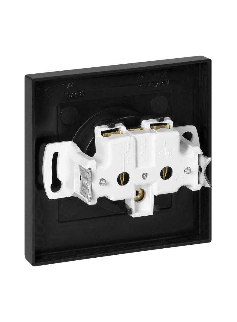 Gniazdo pojedyncze podtynkowe 2P+Z Malta, 16A, 250V, PT-16M, czarny mat FMS-105/B ORNO