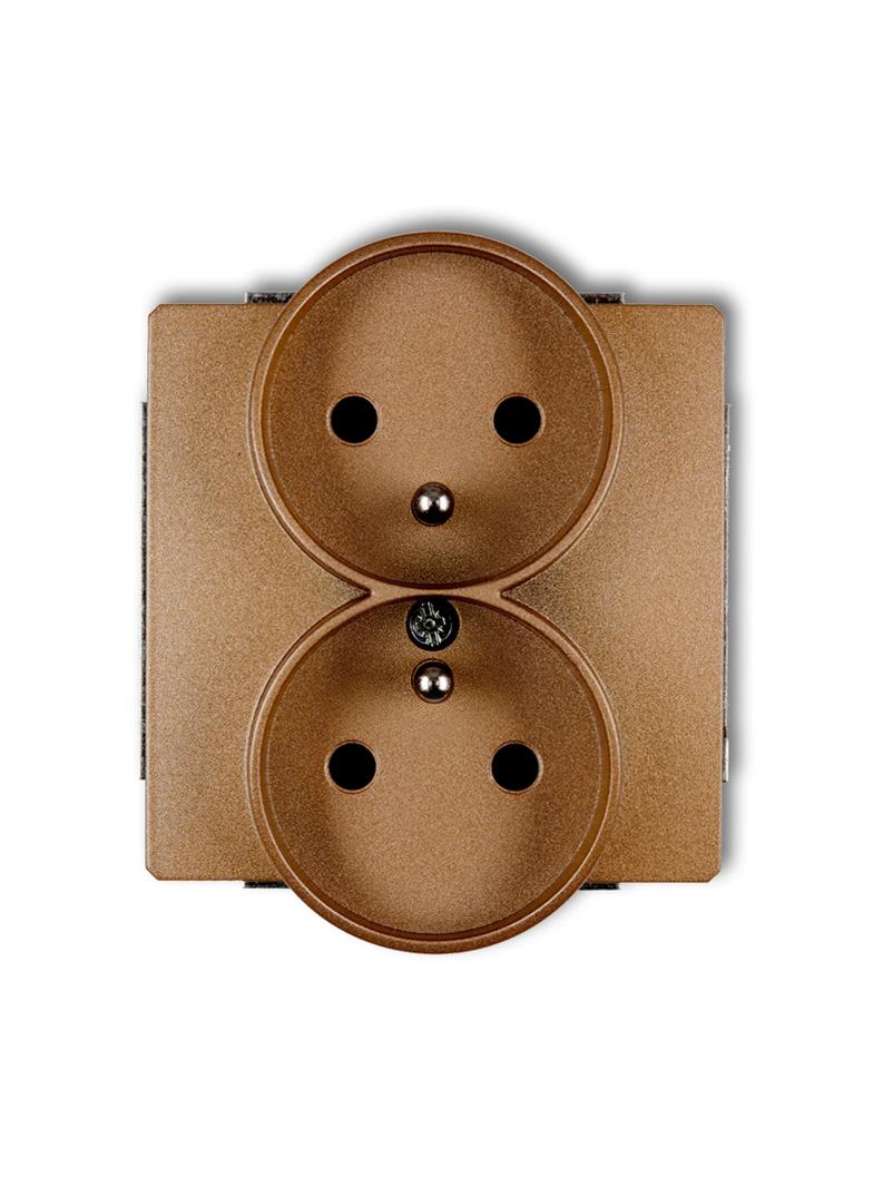 DECO Gniazdo podwójne do ramki z uziemieniem 2x(2P+Z) (przesłony torów prądowych) złoty metalik 8DGPR-2zp KARLIK