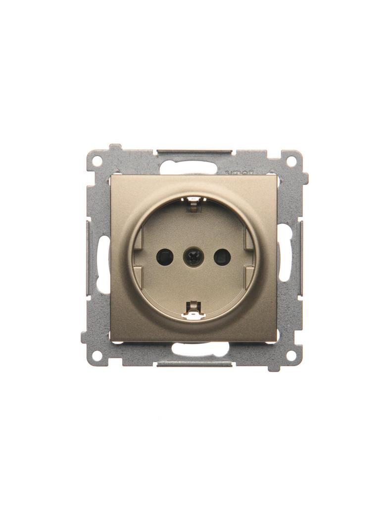 Simon 54 Gniazdo Schuko z przesłonami 16A szybkozłączka złoty mat