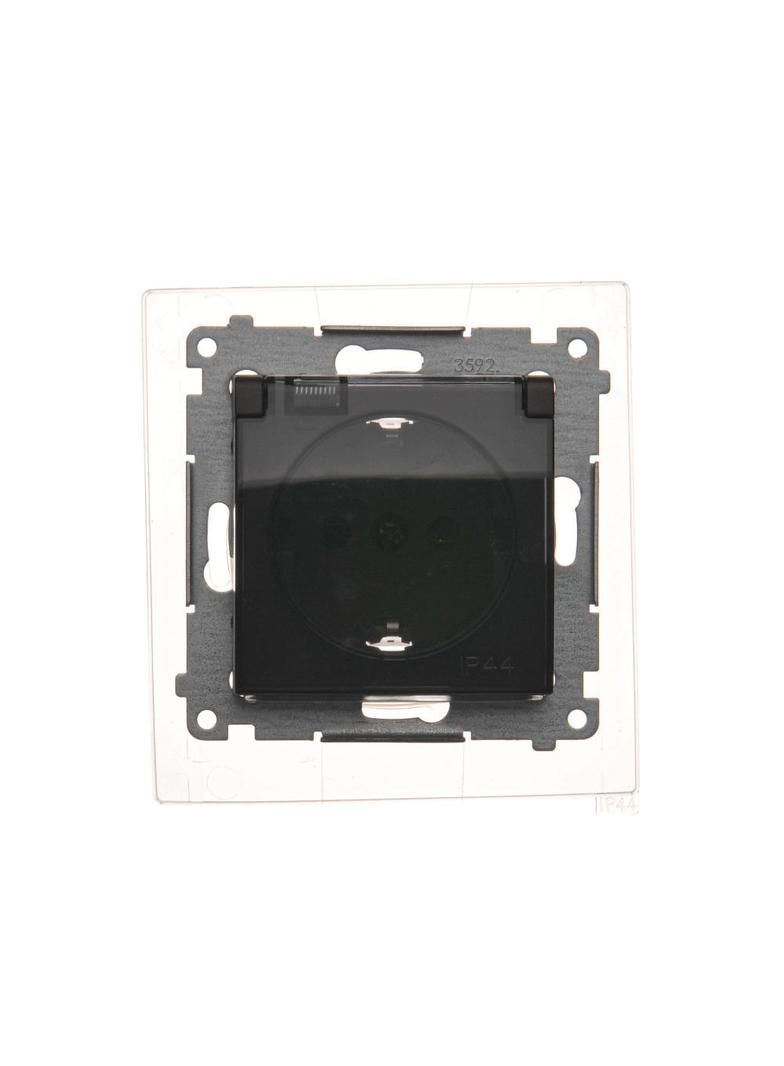 Simon 54 Gniazdo Schuko IP44 z przesłonami z uszczelką ramki 16A z. śrub. klapka transp. brąz mat