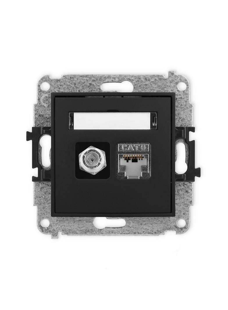 ICON Mechanizm gniazda antenowego poj. typu F (SAT) + gniazda komp. poj. 1xRJ45, kat. 6 ekranowany,