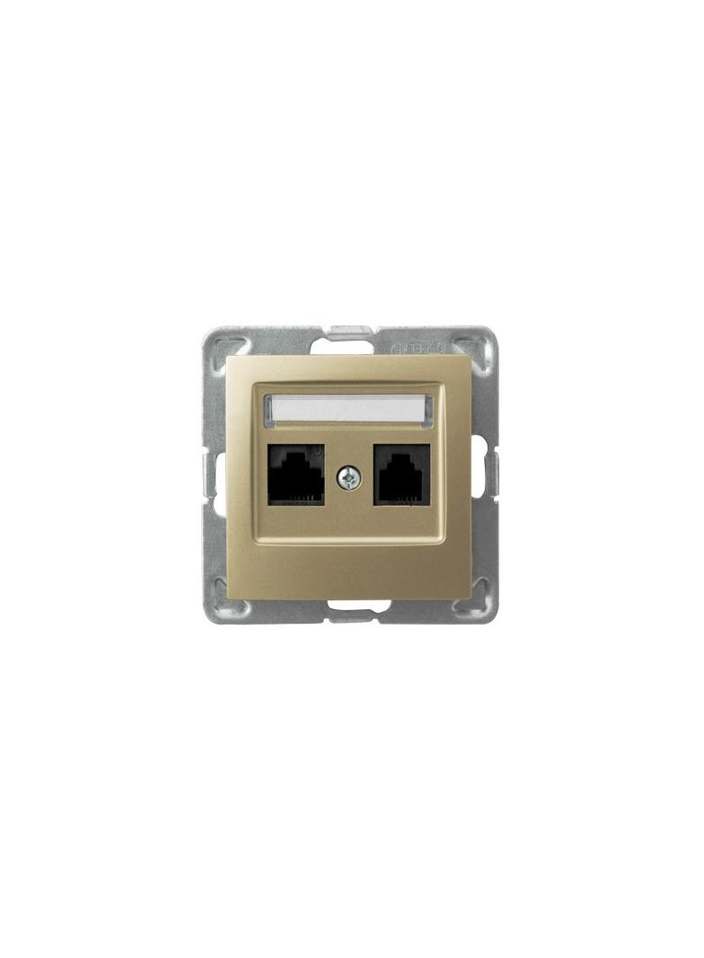 IMPRESJA Gniazdo komputerowe podwójne, kat. 5e MMC - kolor złoty metalik