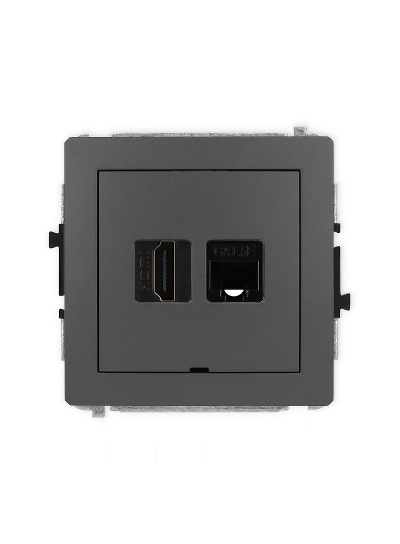 DECO Mechanizm gniazda pojedynczego HDMI 2.0 + gniazda komp. poj. 1xRJ45, kat. 5e, 8-stykowy, bez po