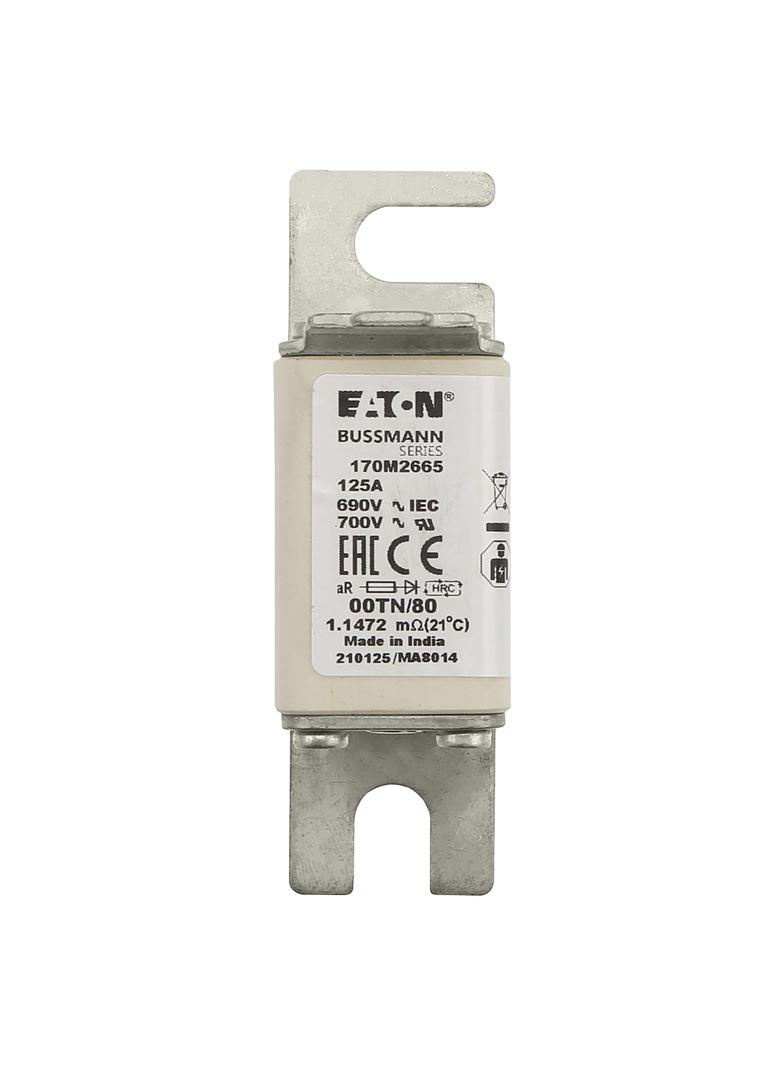 125A 690V aR 00TN/80 TYPE T IND. FUSE Wkładka szybka 125A AC 690V DIN 00 aR DIN IEC nieizol 170M2665