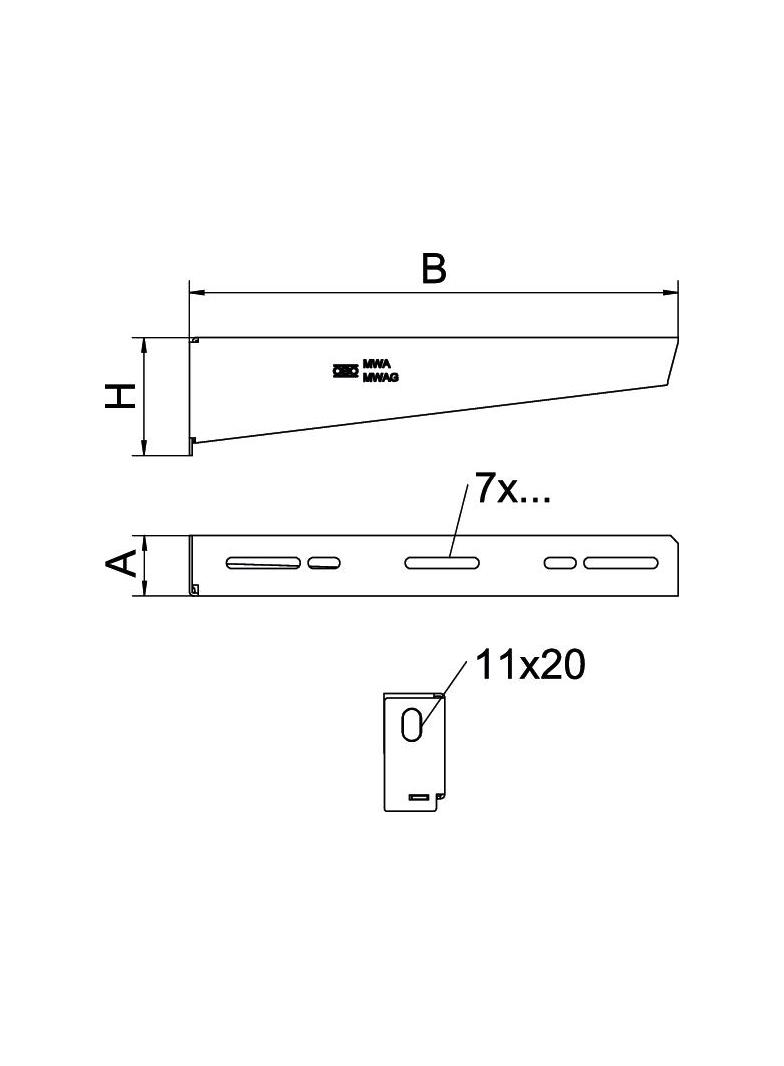 MWA 12/11, WYSIĘGNIK ŚCIENNY B110MM