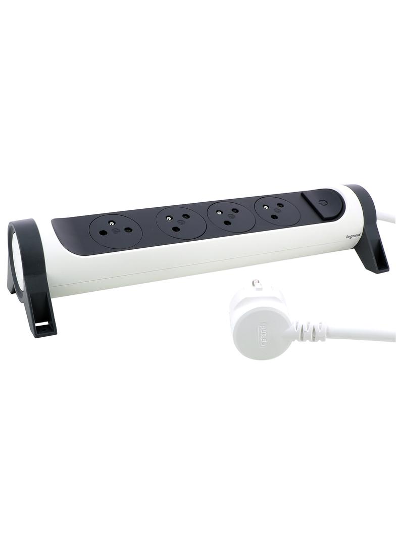 PRZEDŁUŻACZ PREMIUM, OBROTOWY, 4X2P+Z, Z PRZEWODEM 3.0 METRA 3X1.5 MM2 - BIAŁY/GRAFITOWY, Legrand