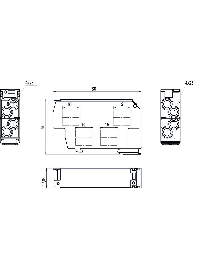 Blok rozdzielczy SDB-25/N 100A TH35 4x25+4x25 OPATÓWEK