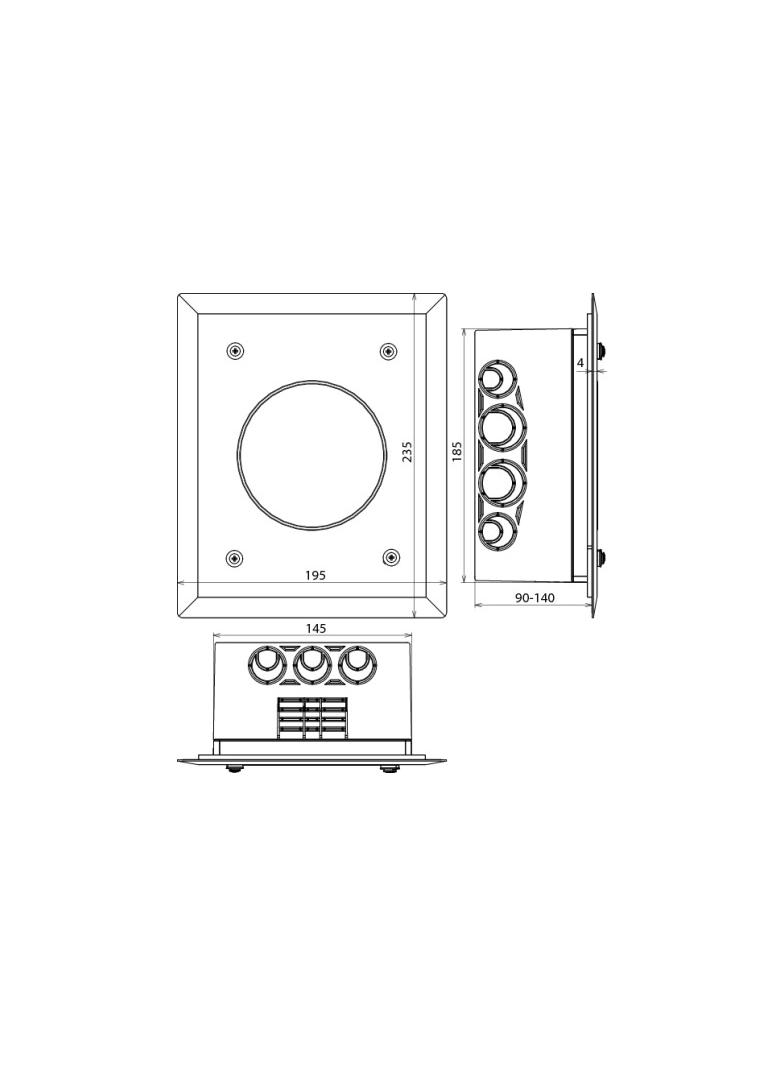 Skrzynka probiercza ETIC systems, 185x145x90 mm z tworzywa, szara, do ścian z izolacją 90-140 mm