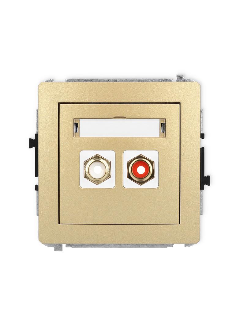 DECO Mechanizm gniazda podwójnego RCA (typu cinch - biały i czerwony, pozłacany) złoty
