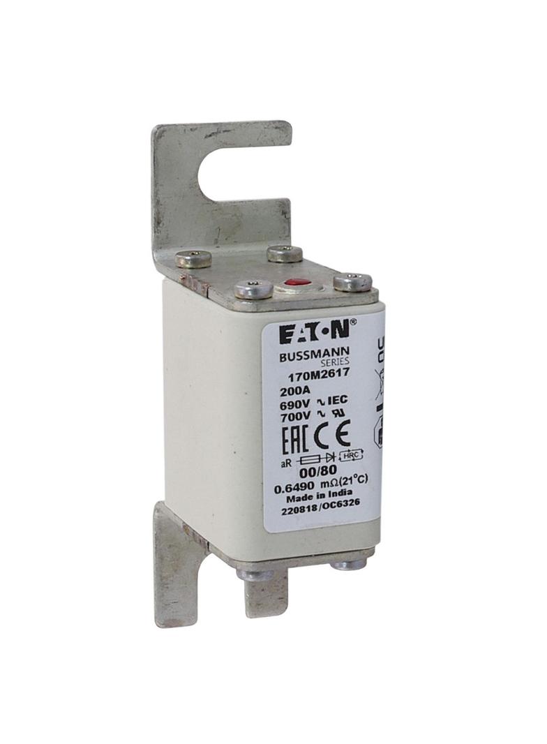 200A 690V aR 00/80 SQ. BODY IND. FUSE Wkładka szybka 200A AC 690V DIN 00 30x51x100 mm aR, 170M2617 E