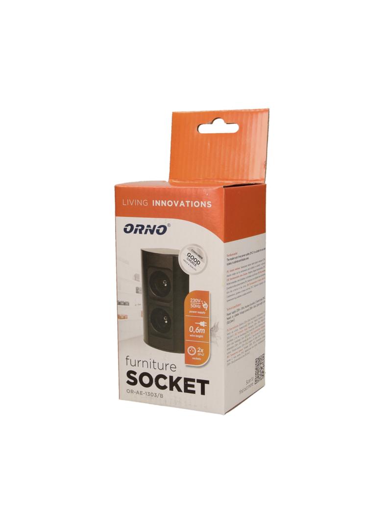 Gniazdo meblowe bez wyłącznika, 2x2P+Z, czarne OR-AE-1303/B ORNO