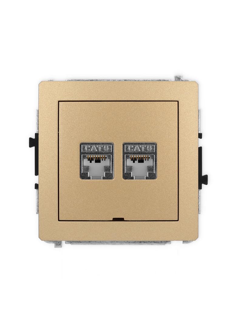 DECO Mechanizm gniazda komputerowego podwójnego 2xRJ45, kat. 6, ekranowany, 8-stykowy, bez pola opis
