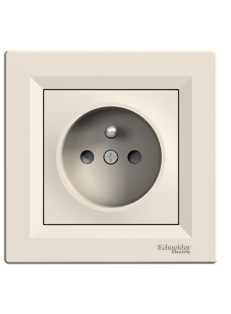 Asfora, gniazdo pojedyncze 2P+PE, z przesłonami, krem