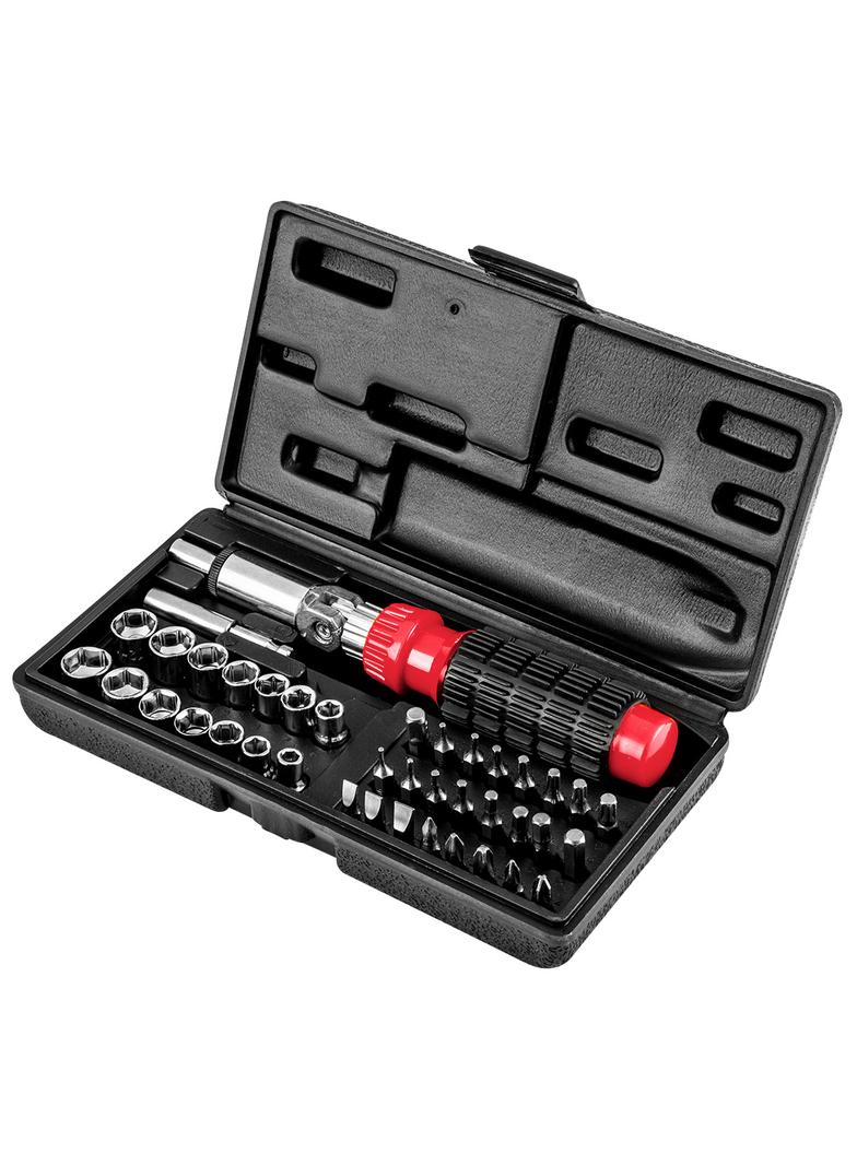 Końcówki wkrętakowe i nasadki z uchwytem, zestaw 40 szt.