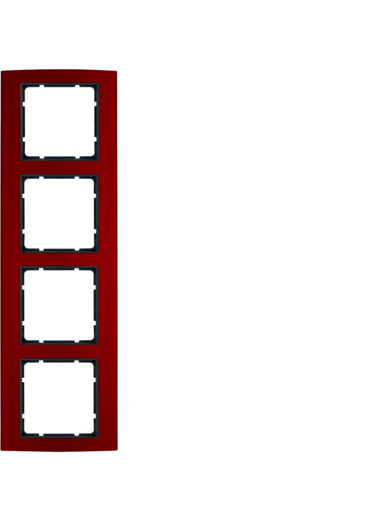 BERKER B.3 Ramka poczwórna aluminium czerwony/antracyt 10143012 HAGER