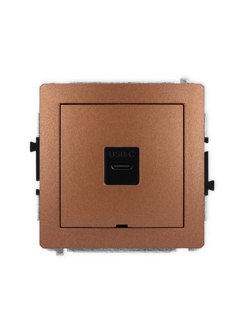 DECO Mechanizm gniazda pojedynczego 1xUSB C-C, bez pola opisowego brązowy metalik