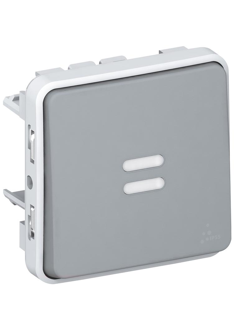 PLEXO55 PRZYCISK JEDNOBIEGUNOWY PODŚWIETLANY SZARY 10A-250V~, Legrand