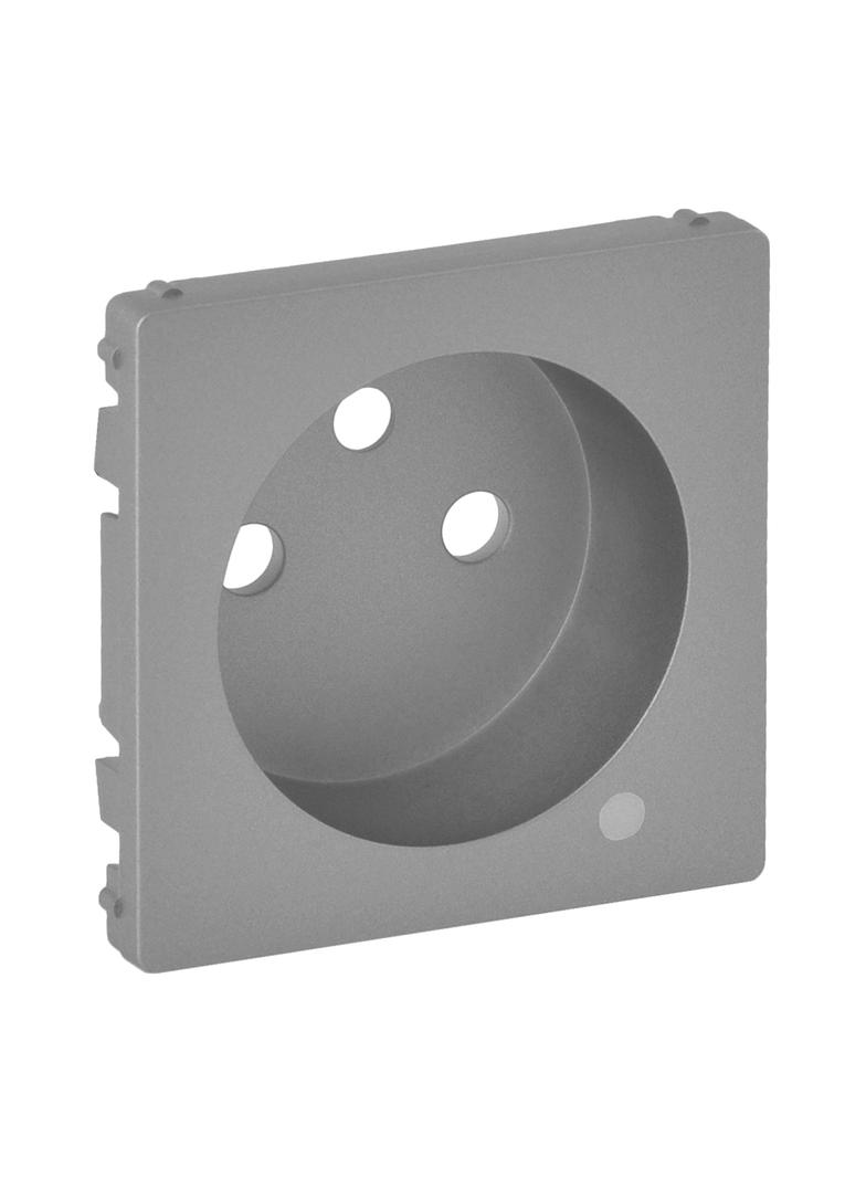 VALENA LIFE PLAKIETKA GNIAZDA 2 P+Z ZE WSKAŹNIKIEM LED ALUMINIUM, Legrand