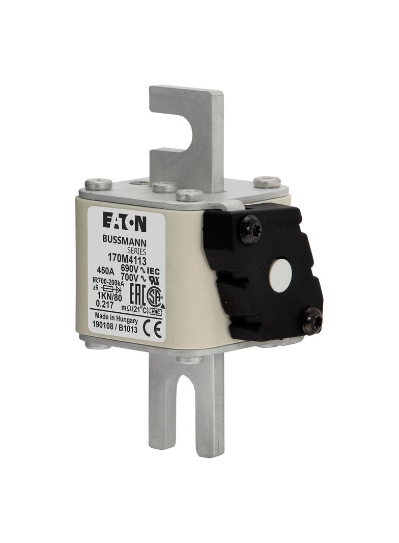 450A 690V 1KN/80 aR INDICATOR FUSE Wkładka szybka 450A AC 690V DIN 1 53x69x108 mm aR DIN 170M4113 EA