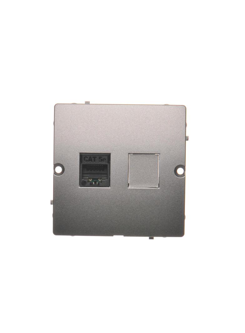 Simon Basic Gniazdo komputerowe RJ45 pojedyncze kategoria 5e . Montaż gniazda na wkręty do puszki stal inox BMF51.02/21 KONTAKT