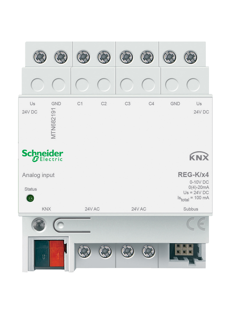Schneider Electric KNX wejście analogowe REG-K 4-kr. 24 V jasnoszary