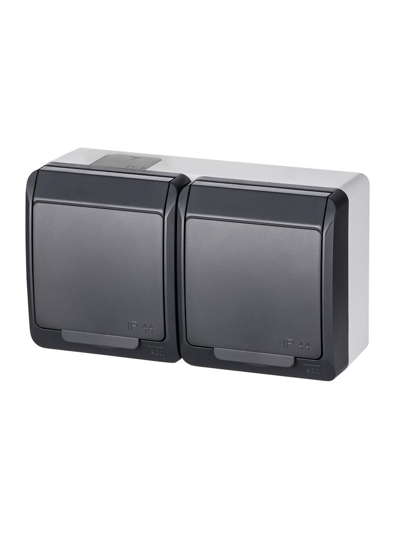 HERMES gniazdo 2x2P+Z IP 44 antracyt