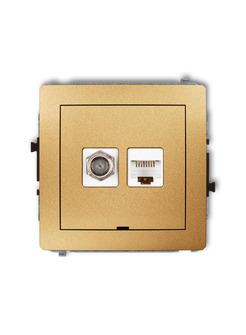 DECO Mechanizm gniazda antenowego poj. typu F (SAT) + gniazda komp. poj. 1xRJ45, kat. 5e, 8-stykowy,