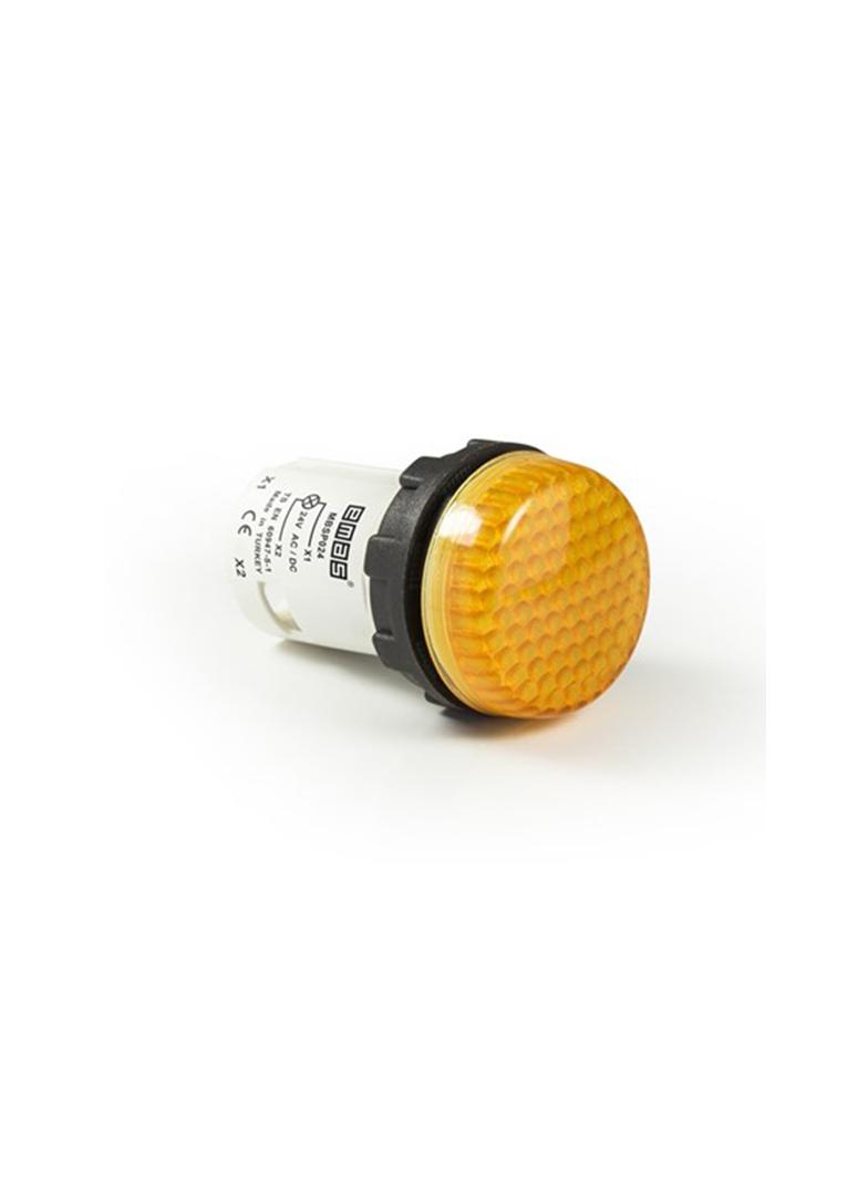 Lampka monoblok LED. wypukły klosz. żółta