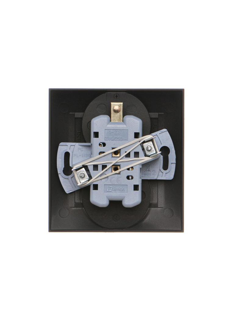 Simon 54 Gniazdo z/u podwójne z funkcją niezm. faz16A z. śrub. monoblok czarny