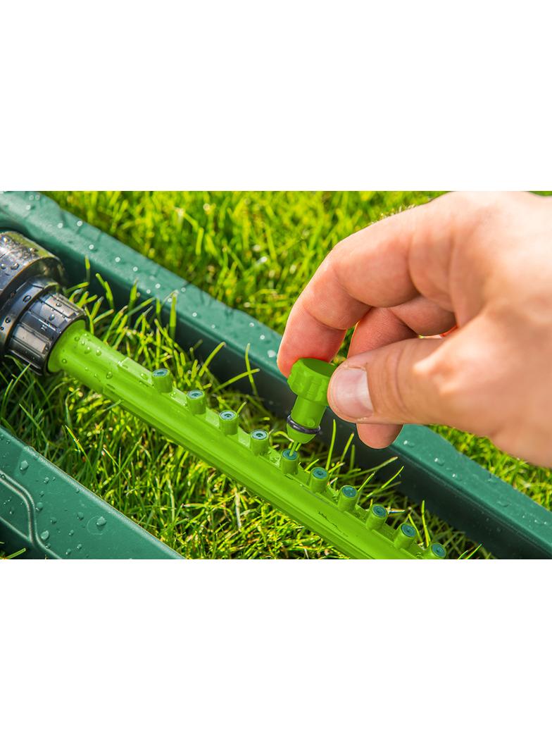 Zraszacz oscylacyjny, powierzchnia zraszania do 336 m2, 16 dyszy zraszających, igła do udrażniania d