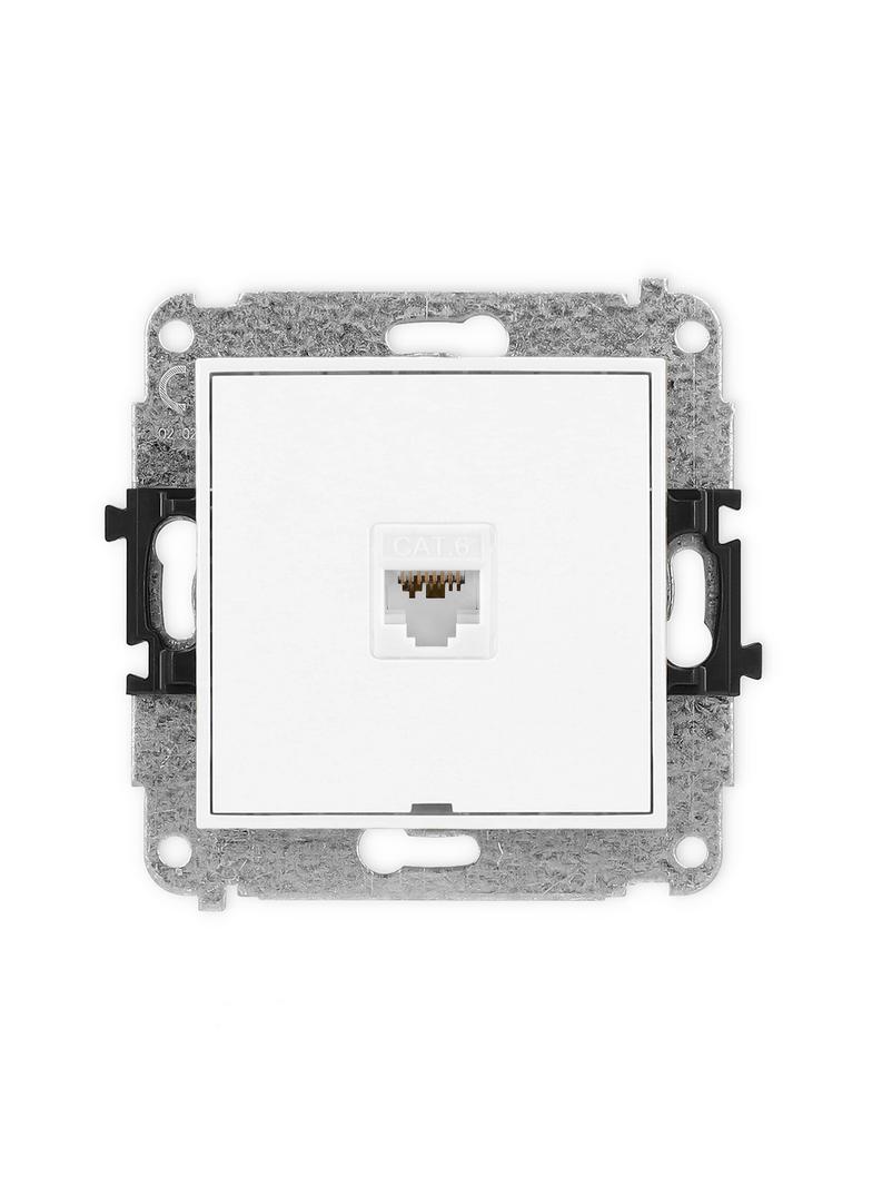 MINI Mechanizm gniazda komputerowego pojedynczego 1xRJ45, kat. 6A, 8-stykowy, bez pola opisowego bia