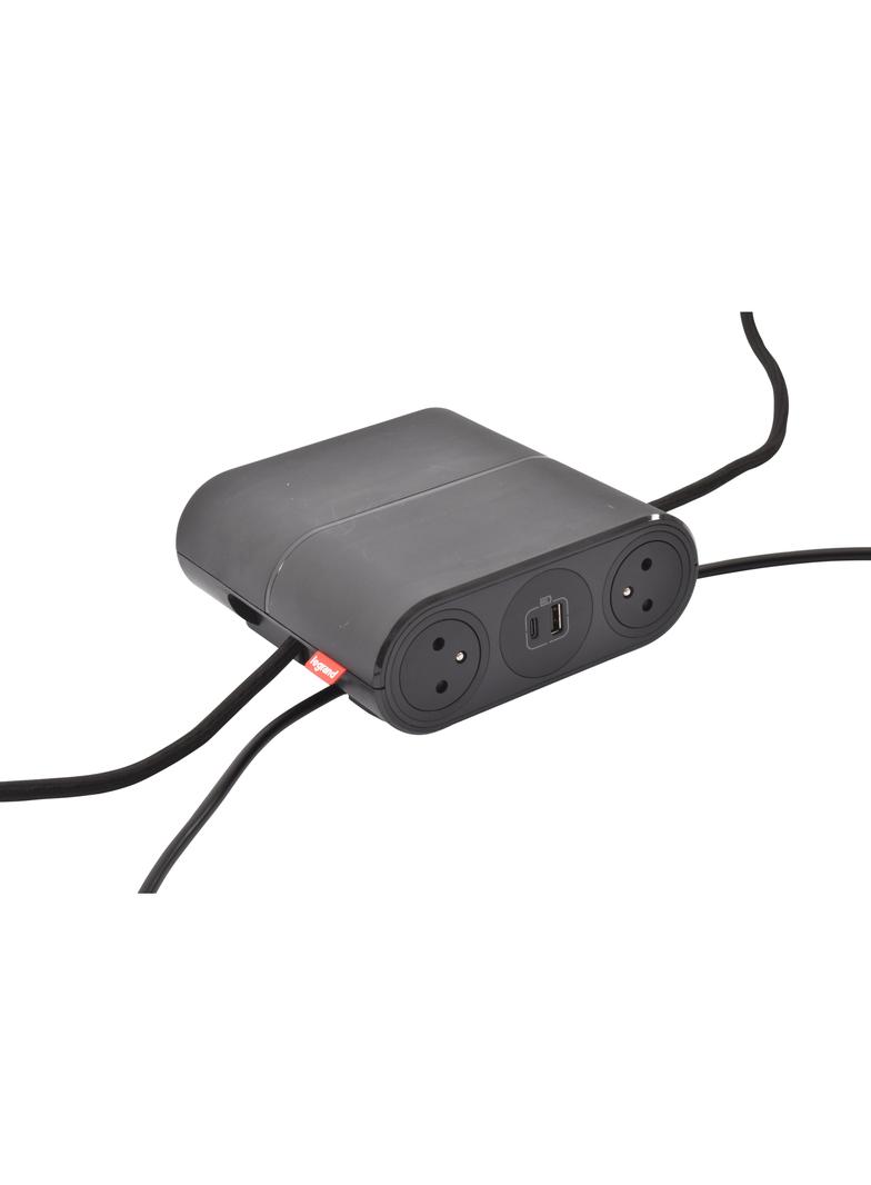 INCARA: LINK'ON - 4X2P+Z / 2XUSB A+C / HDMI (Z PRZEWODEM 2 M) / ZŁĄCZE WIELAND - 2,5 M-CZARNY, Legra
