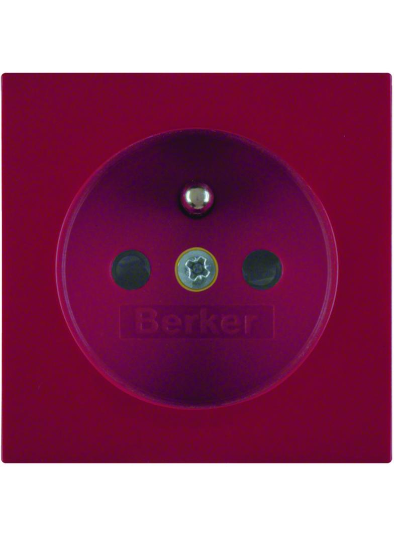 BERKER B.X/S.1 Płytka czołowa z przysłonami styków do gniazda z uziemieniem czerwony 3965768962 HAGER