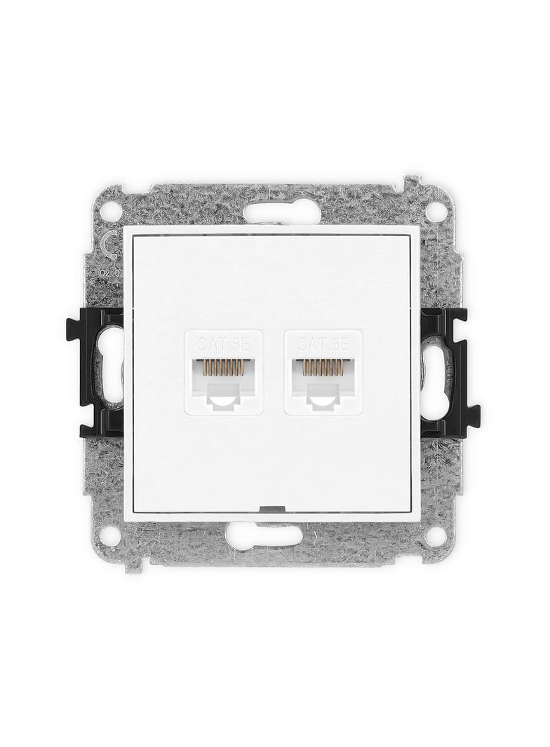 ICON Mechanizm gniazda komputerowego podwójnego 2xRJ45, kat. 5e, 8-stykowy, bez pola opisowego biały