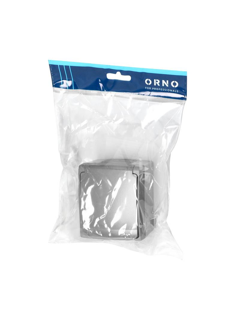 Gniazdo pojedyńcze 2P+Z AQUATIC PRO IP55, 16A, 230V AC, Szaro-Grafitowy OR-OE-7405/GR ORNO