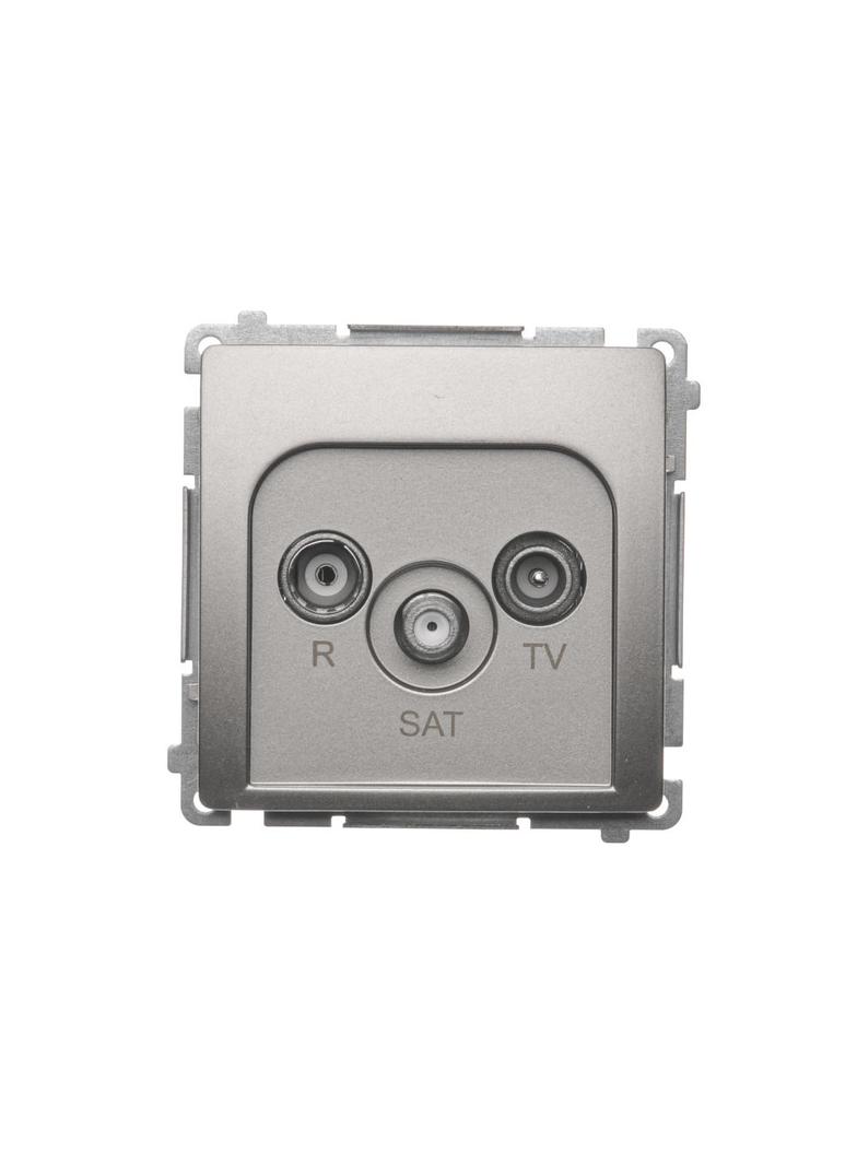 Simon Basic Gniazdo antenowe R-TV-SAT końcowe . 1x wejście: 5 MHz–24 GHz satynowy *Może być użyte jako gn.zakończ. do gn. przelot. R-TV-SAT BMZAR-SAT1.3/1.01/29 KONTAKT
