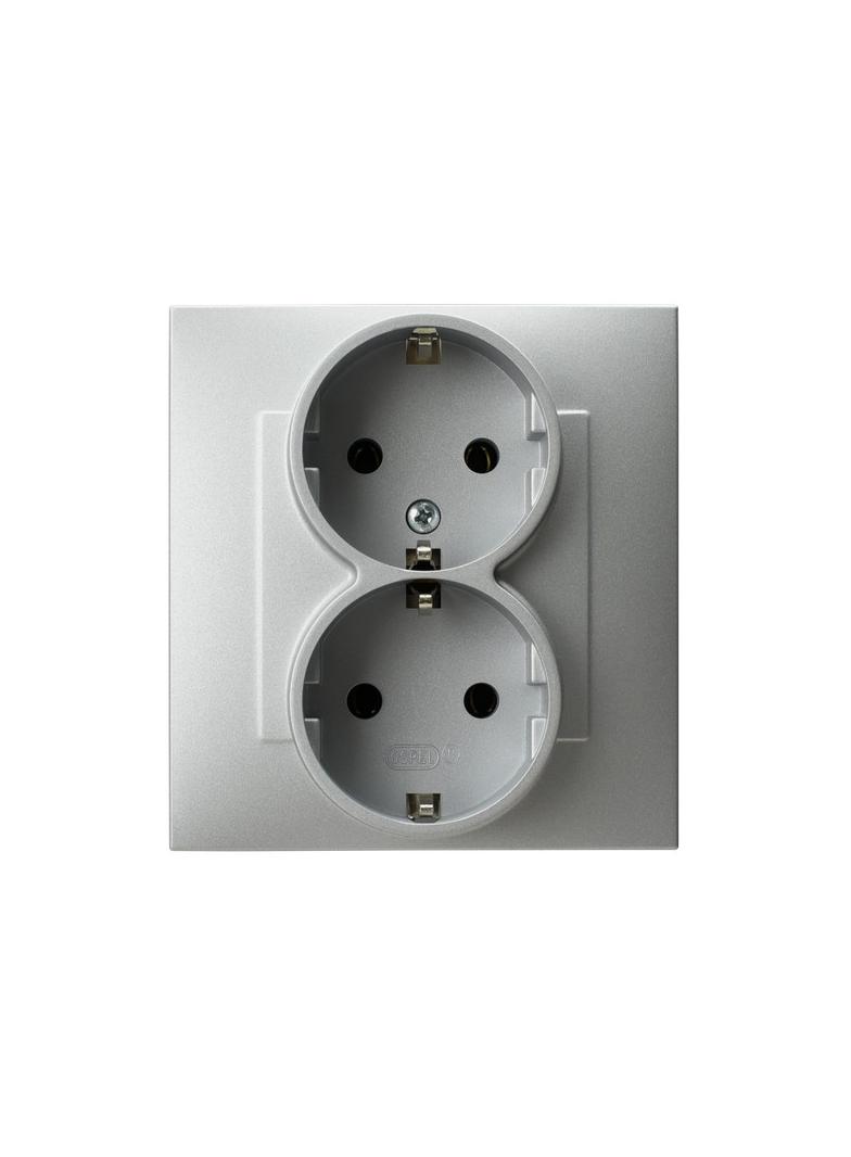 SZAFIR Gniazdo podwójne z uziemieniem schuko - kolor srebro