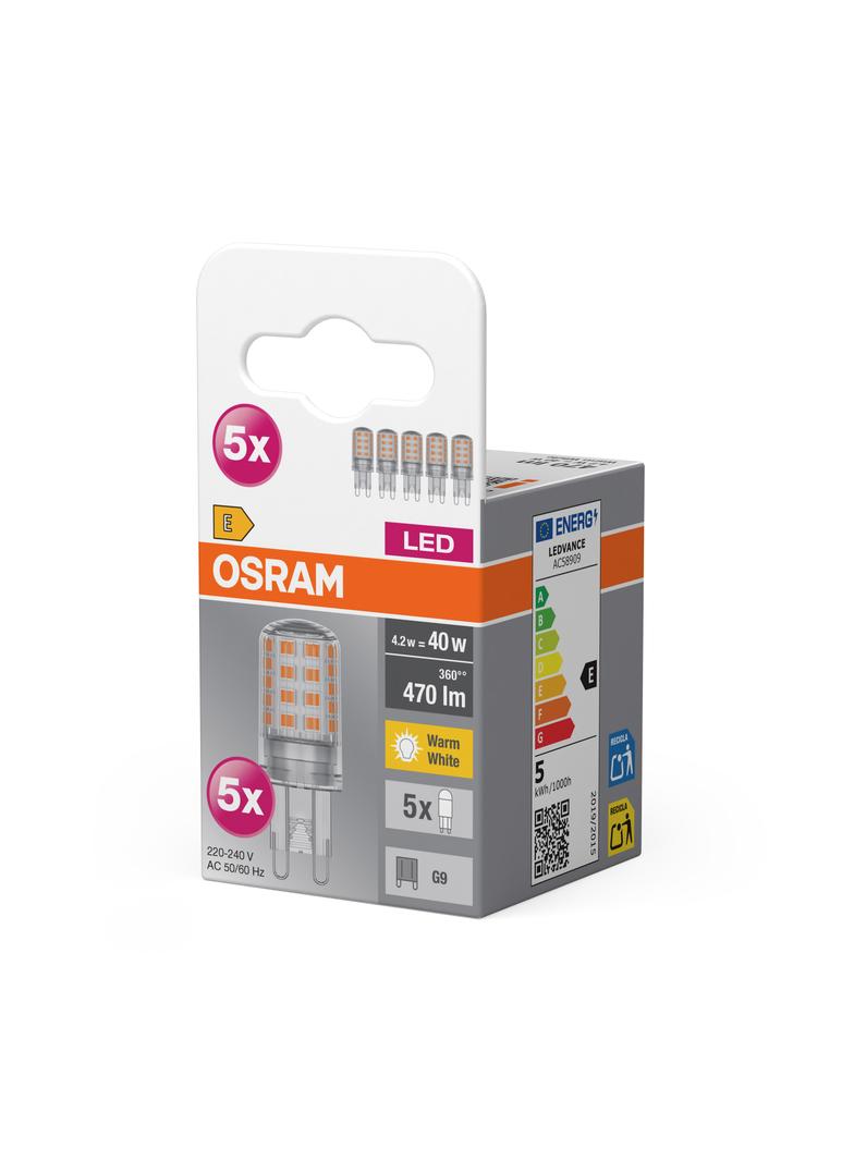 Lampa LED BASE SPECIAL PIN CL 40 non-dim 4.2W/827 G9 LEDVANCE - opk. 5 szt