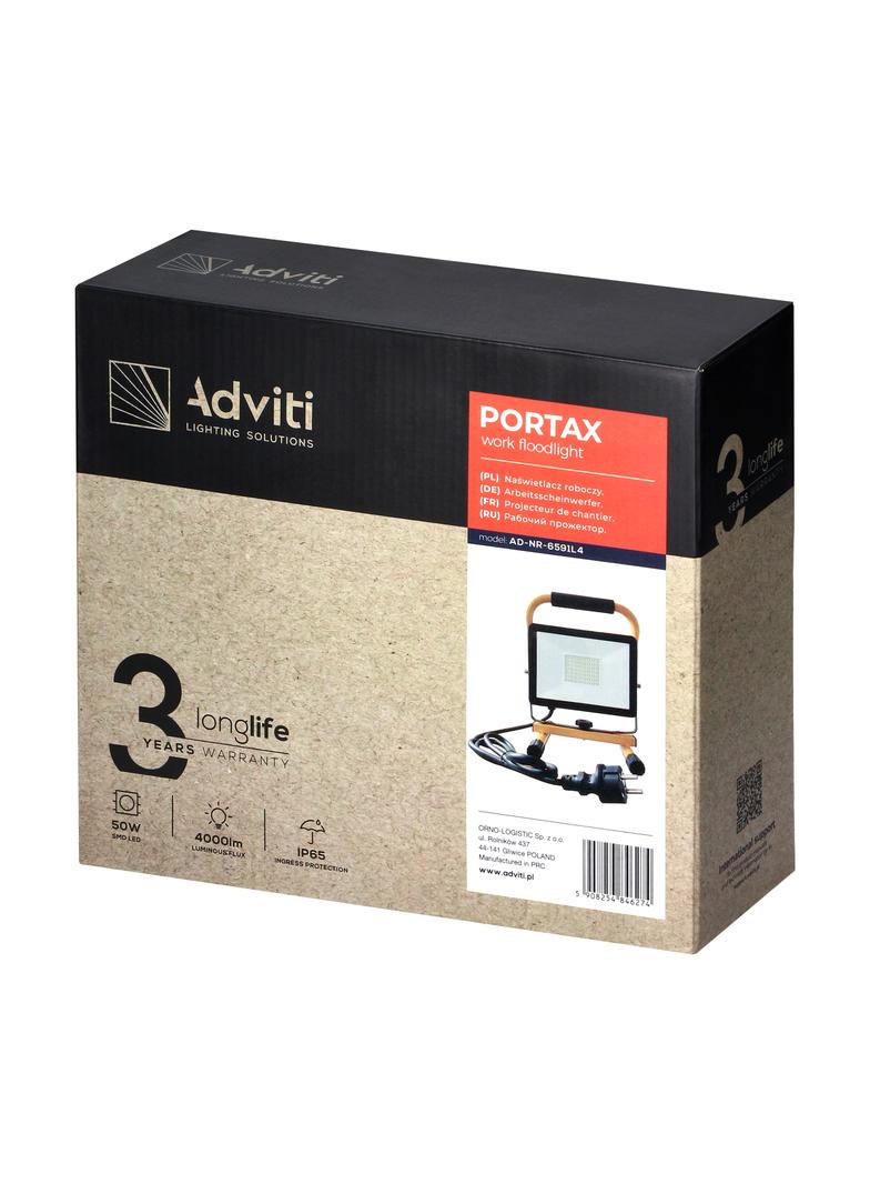 PORTAX naświetlacz roboczy na statywie, 50W, 4000lm, IP65, 4000K AD-NR-6591L4 ORNO