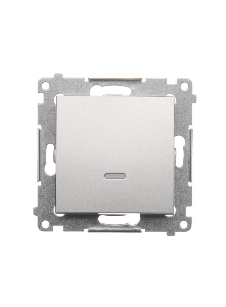 Simon 54 Przycisk pojedynczy zwierny z podświetleniem LED bez piktogramu 10A 250V szybkozłączka srebrny mat DP1L.01/43 KONTAKT