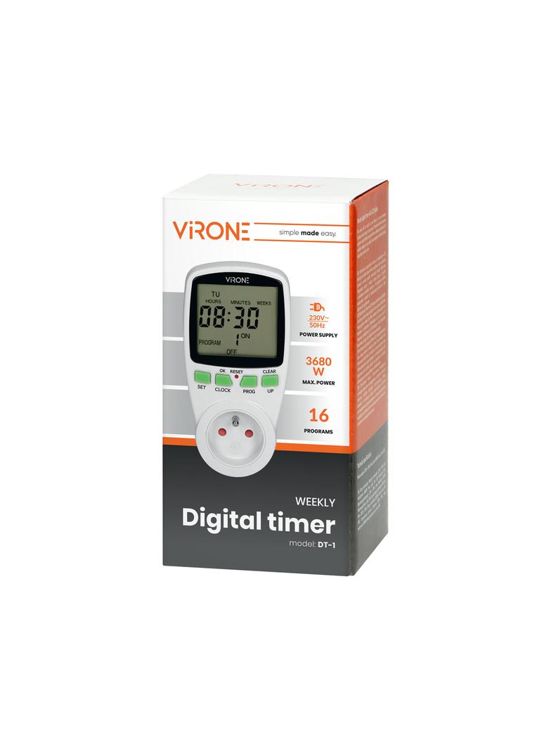 Elektroniczny programator czasowy z wyświetlaczem LCD DT-1 ORNO