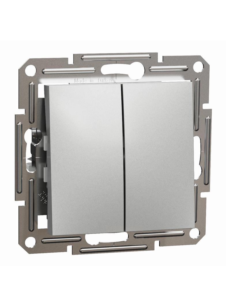 Asfora, łącznik podwójny schodowy, bez ramki, aluminium