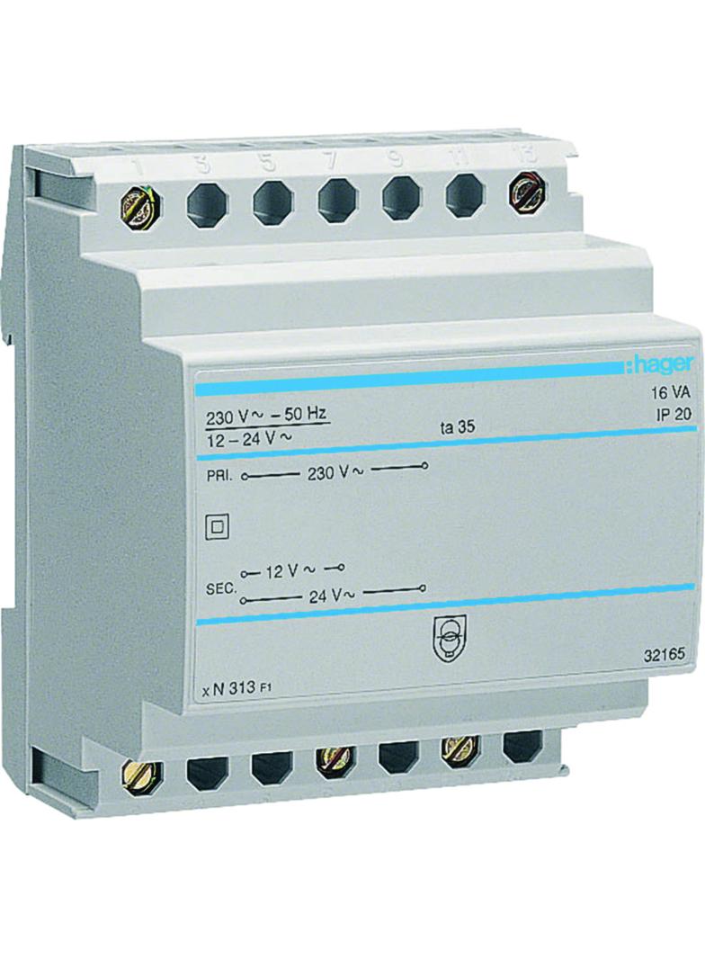 Transformator bezpieczeństwa 230/12-24VAC 16VA ST313 HAGER