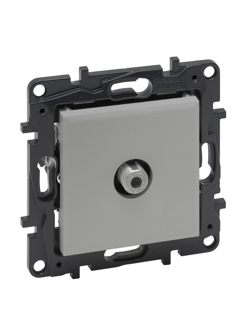 Niloe Step - gniazdo TV typu  F  końcowe do instalacji typu gwiazda, 1,5 dB- kolor aluminium, Legran