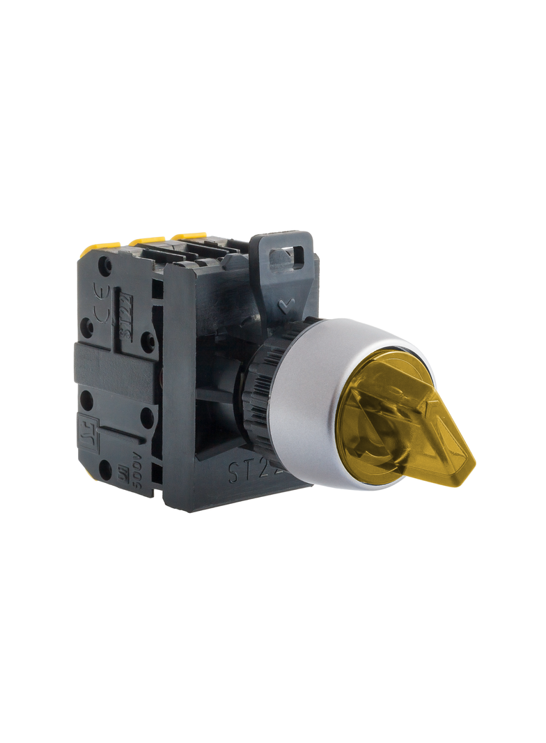 3-POŁ ŁĄCZNIK POKR ŻÓŁTY 2 ZW PODŚW. AC(24V-230V),DC(24V-110V)