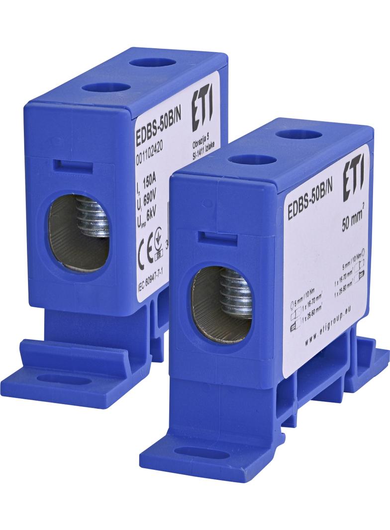 Zacisk 150A 1-torowy 16-70mm2 N do przewodów Al/Cu niebieski EDBS-50B/N 001102420 ETI